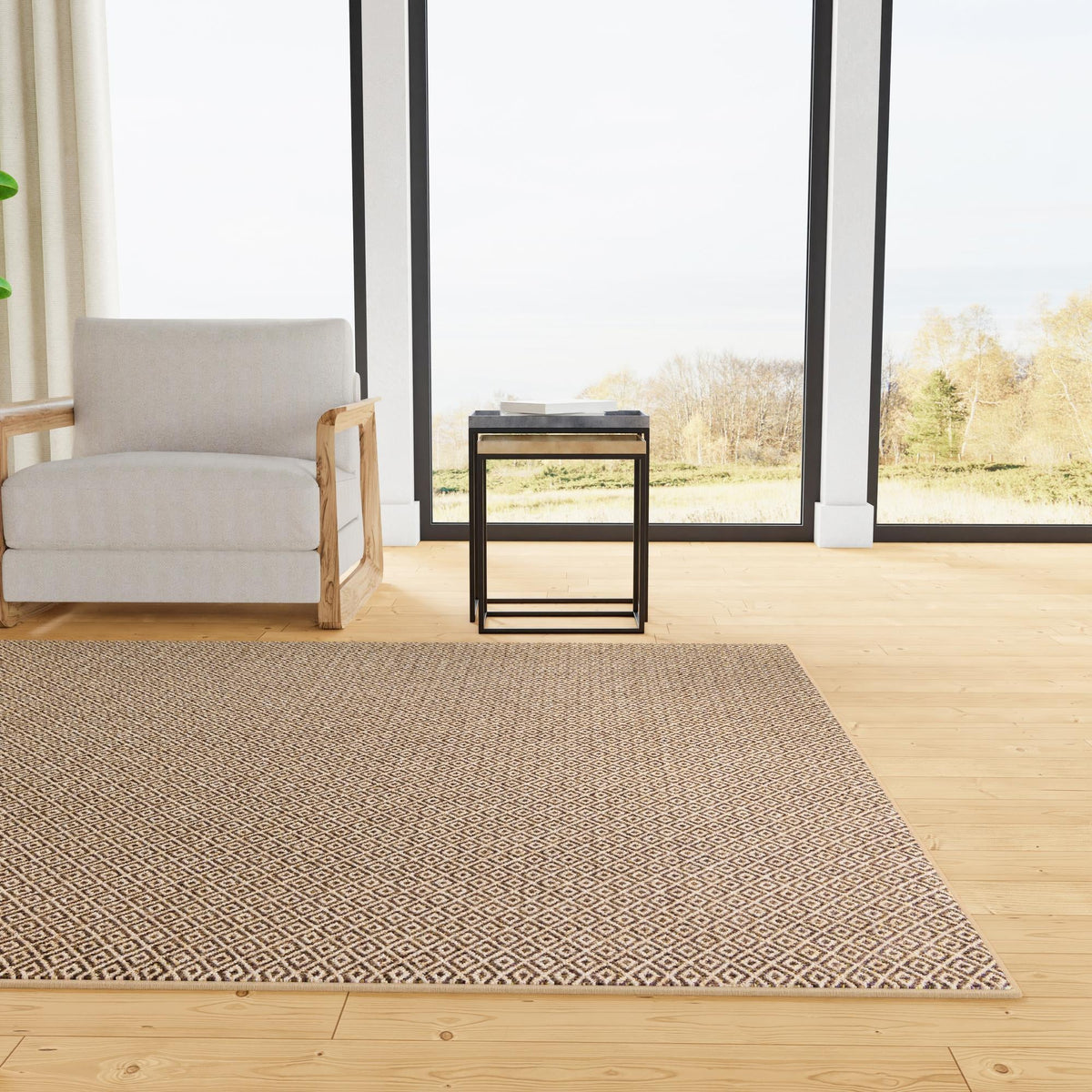 Sahara Sands Collection Area Rug -  Amarna Square Natural and Brown  lifestyle 47