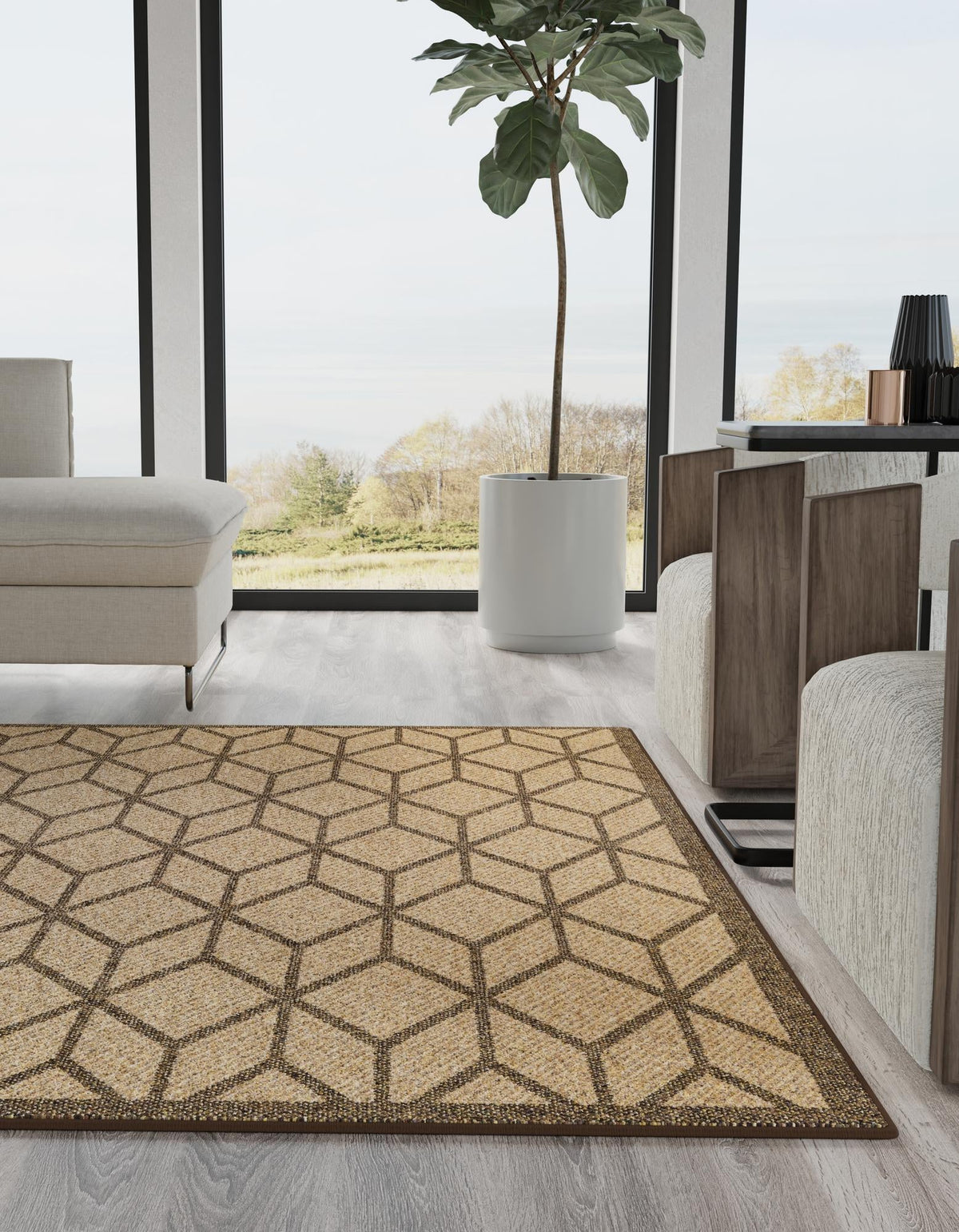 Sahara Sands Collection Area Rug -  Mut Square Natural  lifestyle 25