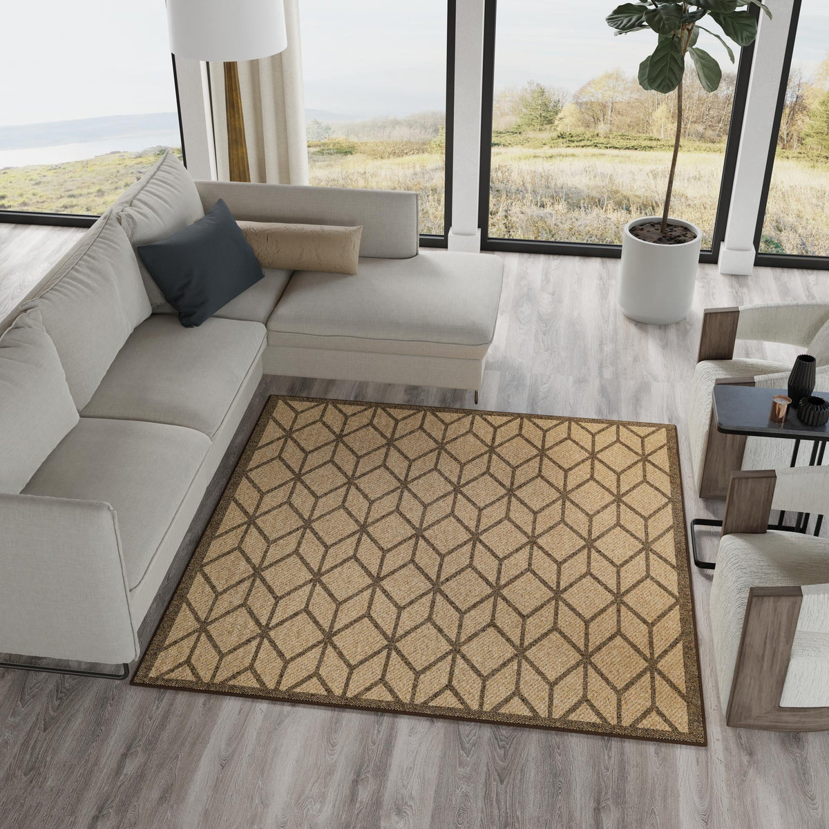 Sahara Sands Collection Area Rug -  Mut Square Natural  lifestyle 58