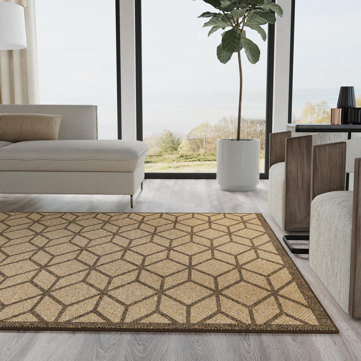 Sahara Sands Collection Area Rug -  Mut Square Natural  lifestyle 63