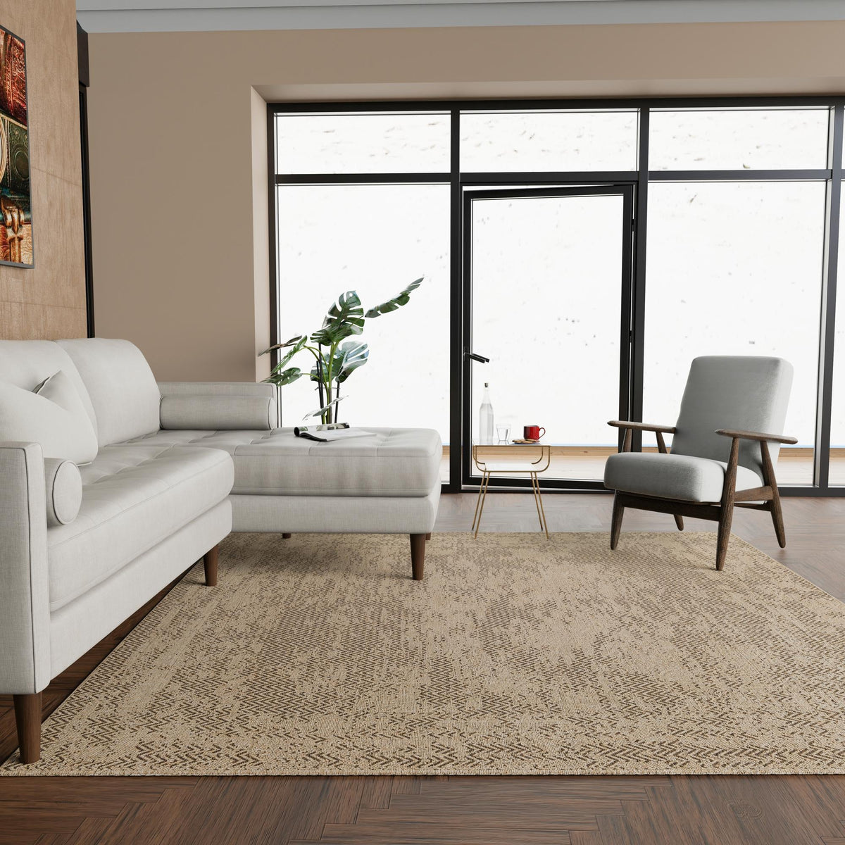 Sahara Sands Collection Area Rug -  Tanis Square Natural  lifestyle 46