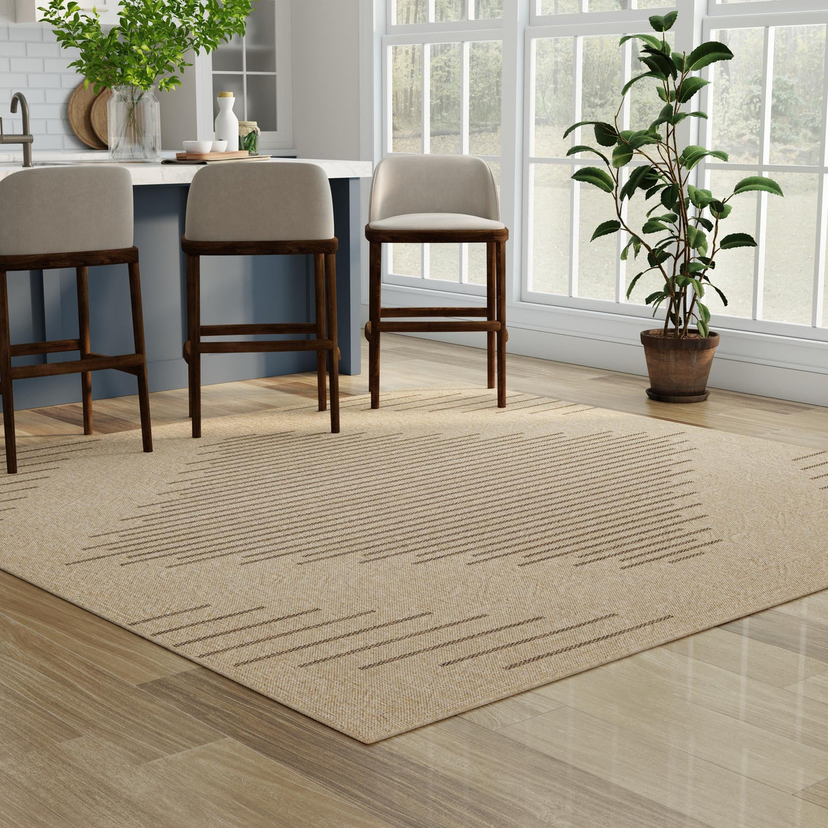 Sahara Sands Collection Area Rug -  Merimde Square Natural  lifestyle 90
