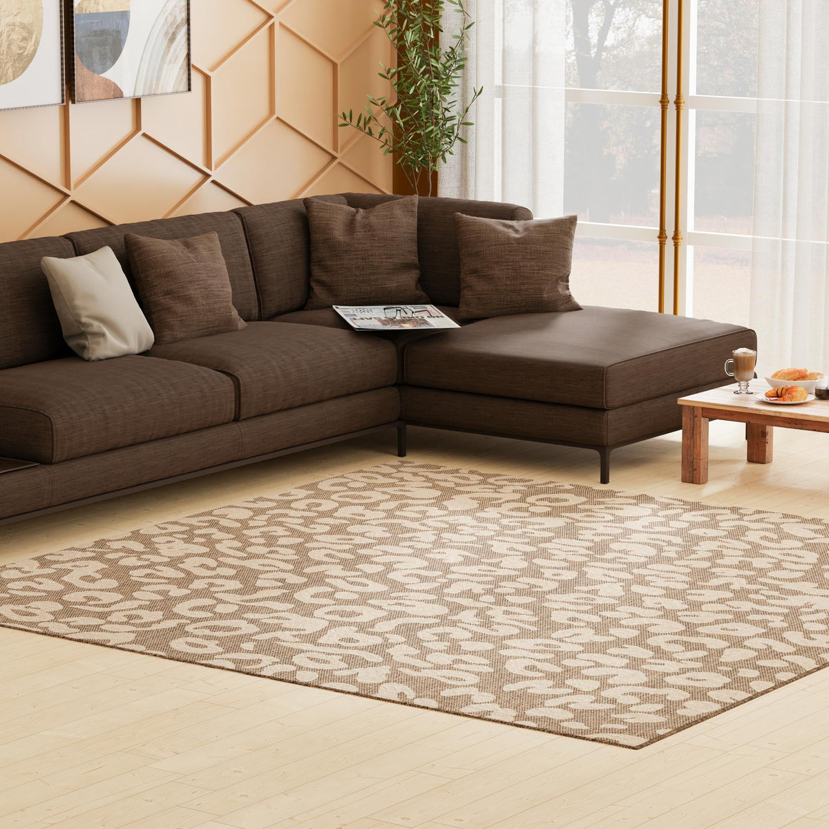 Sahara Sands Collection Area Rug -  Buto Square Brown  lifestyle 73
