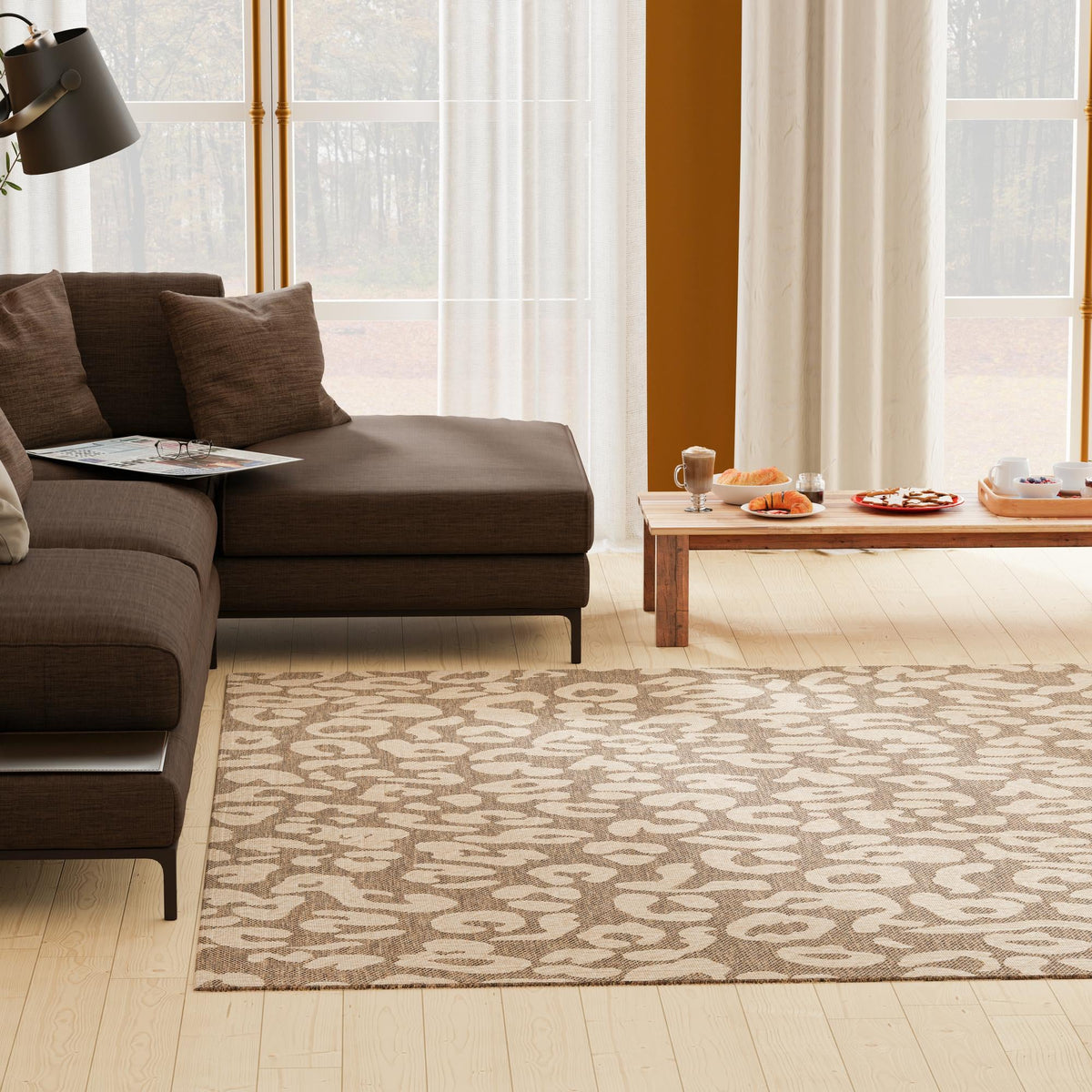 Sahara Sands Collection Area Rug -  Buto Square Brown  lifestyle 76