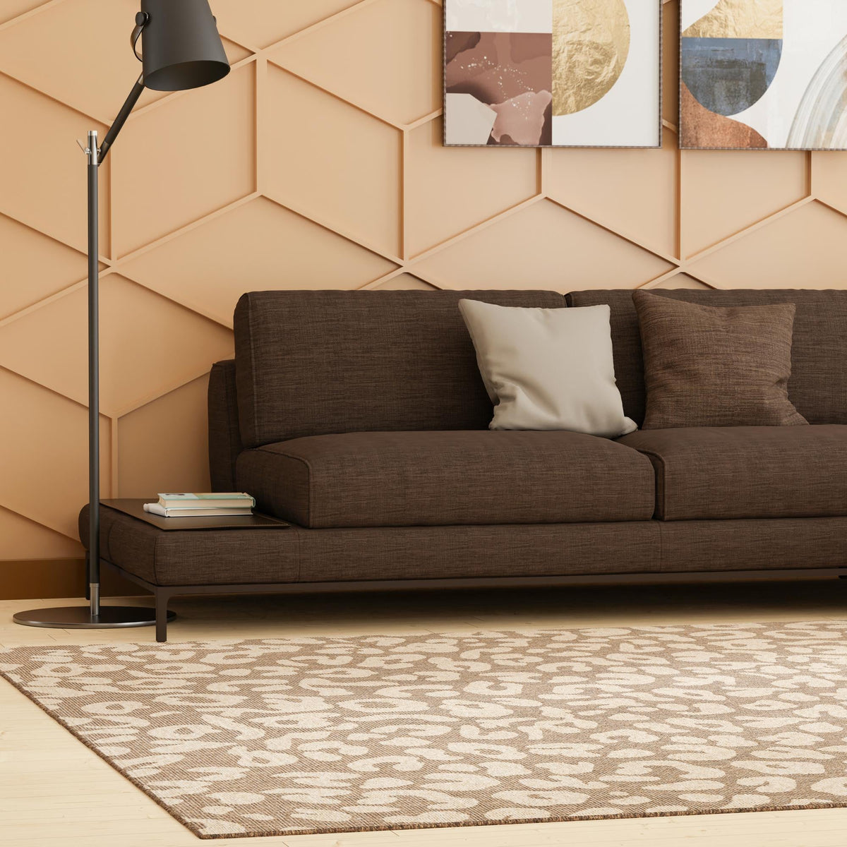 Sahara Sands Collection Area Rug -  Buto Square Brown  lifestyle 78