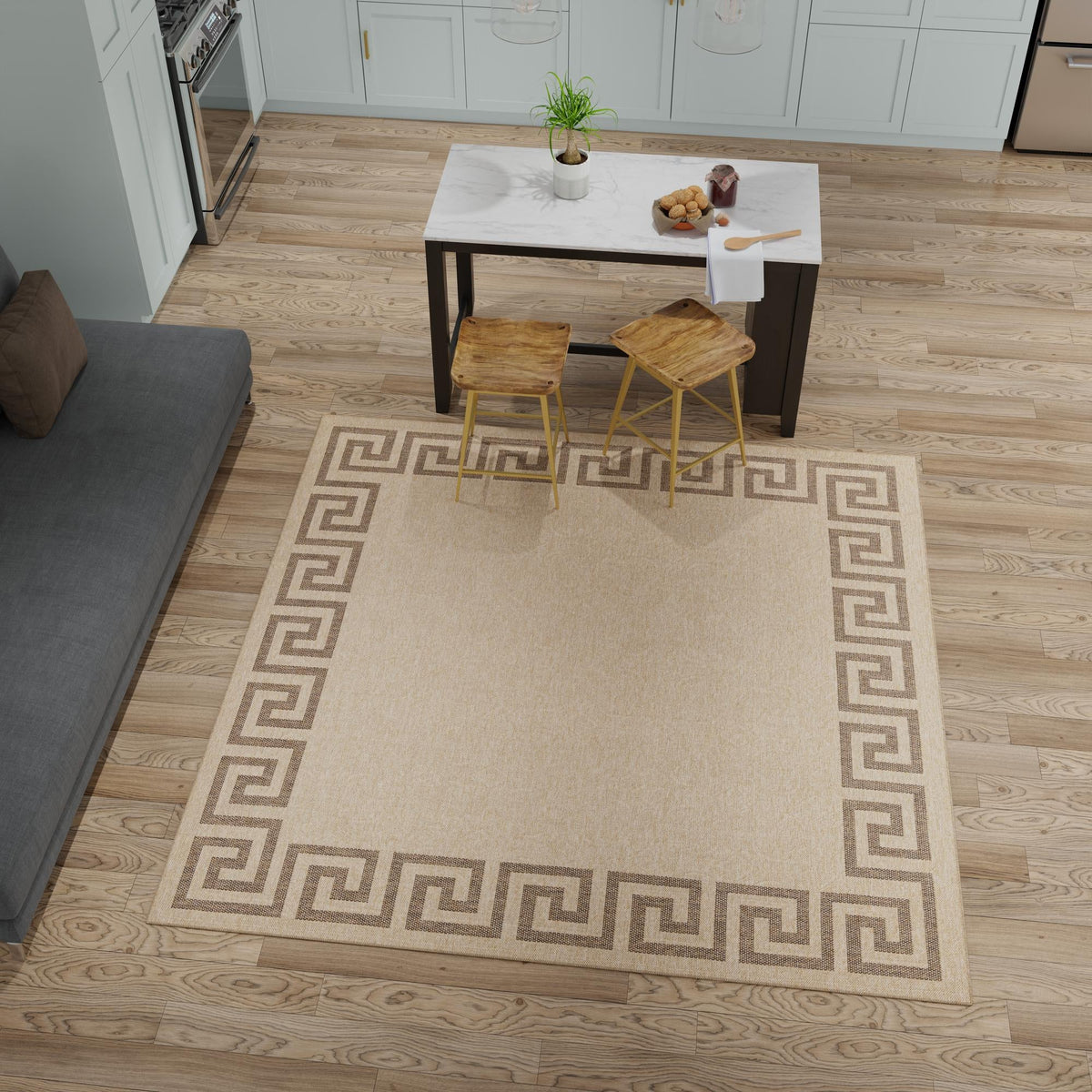 Sahara Sands Collection Area Rug -  Elephantine Square Natural  lifestyle 48