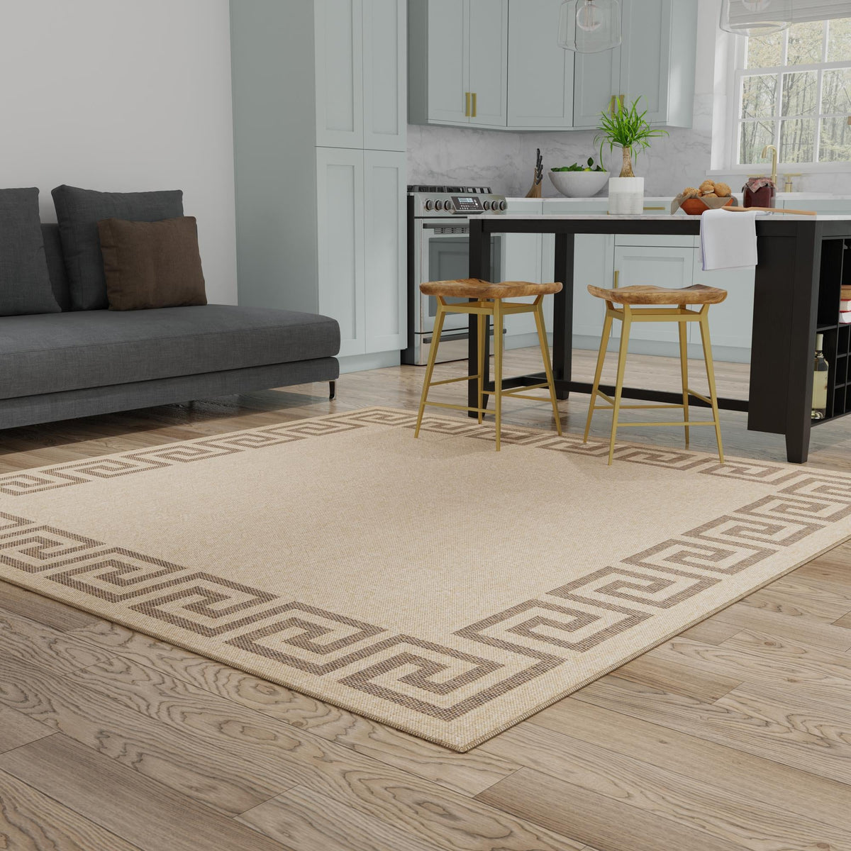 Sahara Sands Collection Area Rug -  Elephantine Square Natural  lifestyle 52