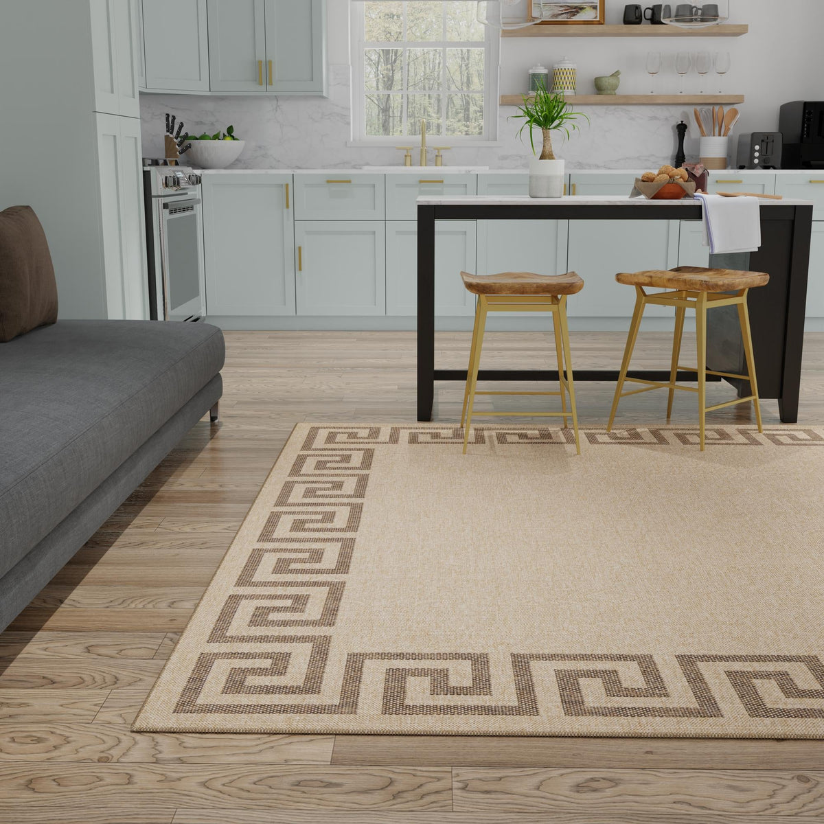 Sahara Sands Collection Area Rug -  Elephantine Square Natural  lifestyle 54