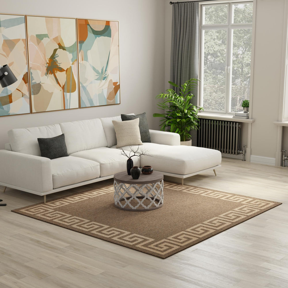 Sahara Sands Collection Area Rug -  Elephantine Square Brown  lifestyle 75