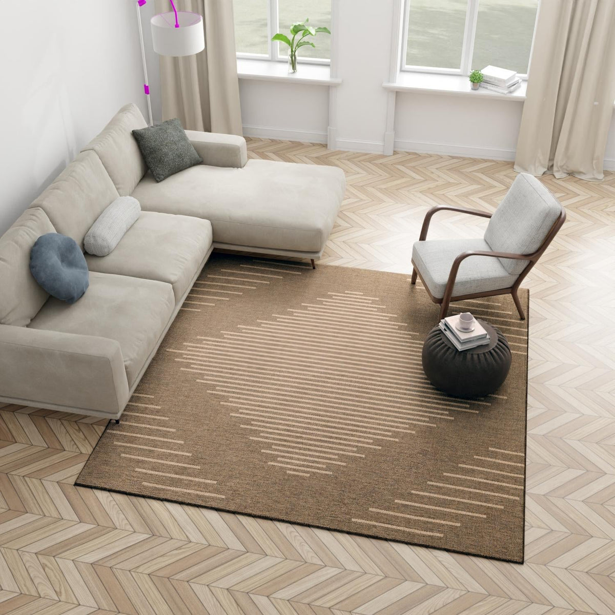 Sahara Sands Collection Area Rug -  Merimde Square Brown  lifestyle 88