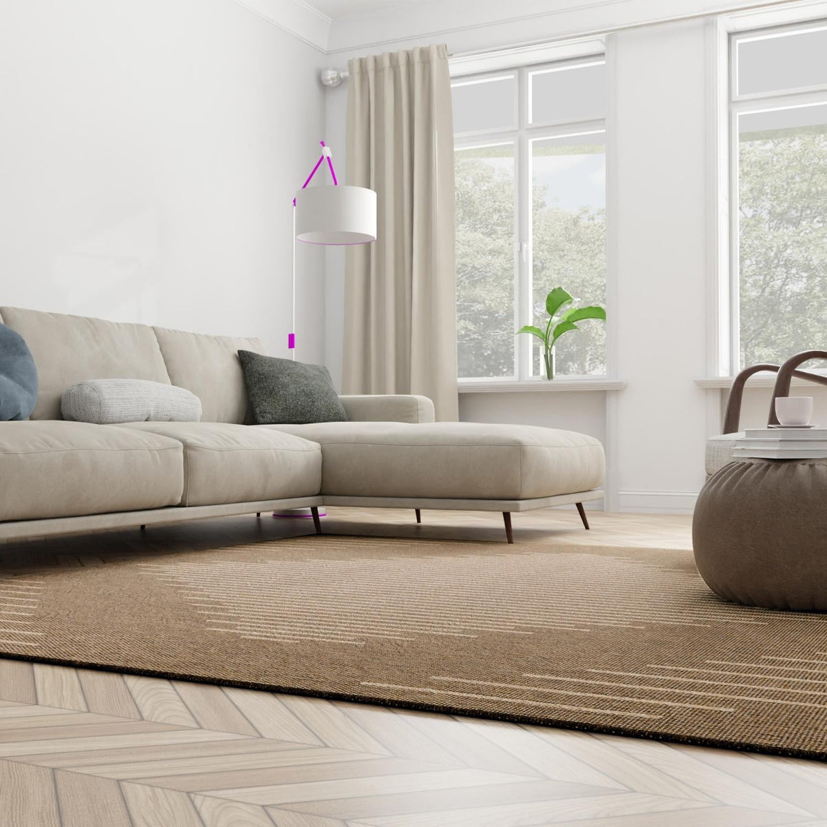 Sahara Sands Collection Area Rug -  Merimde Square Brown  lifestyle 92