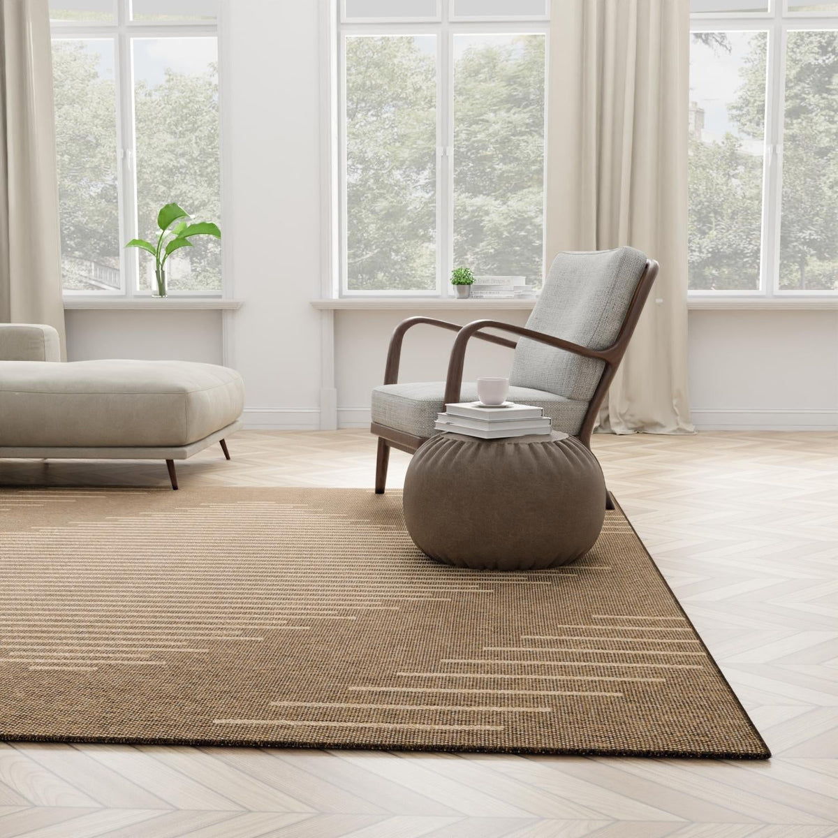 Sahara Sands Collection Area Rug -  Merimde Square Brown  lifestyle 94