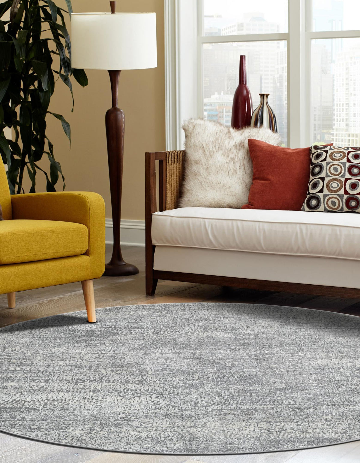 Bloomsbury Elegance Collection Area Rug -  Pimlico Round Gray  lifestyle 52