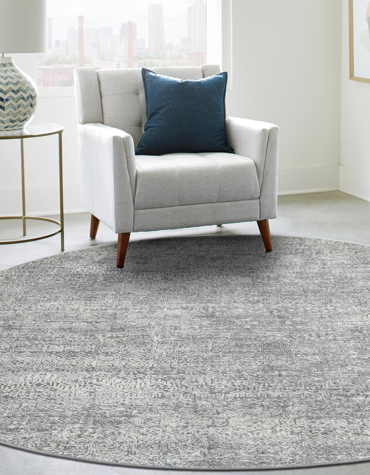 Bloomsbury Elegance Collection Area Rug -  Pimlico Round Gray  lifestyle 53