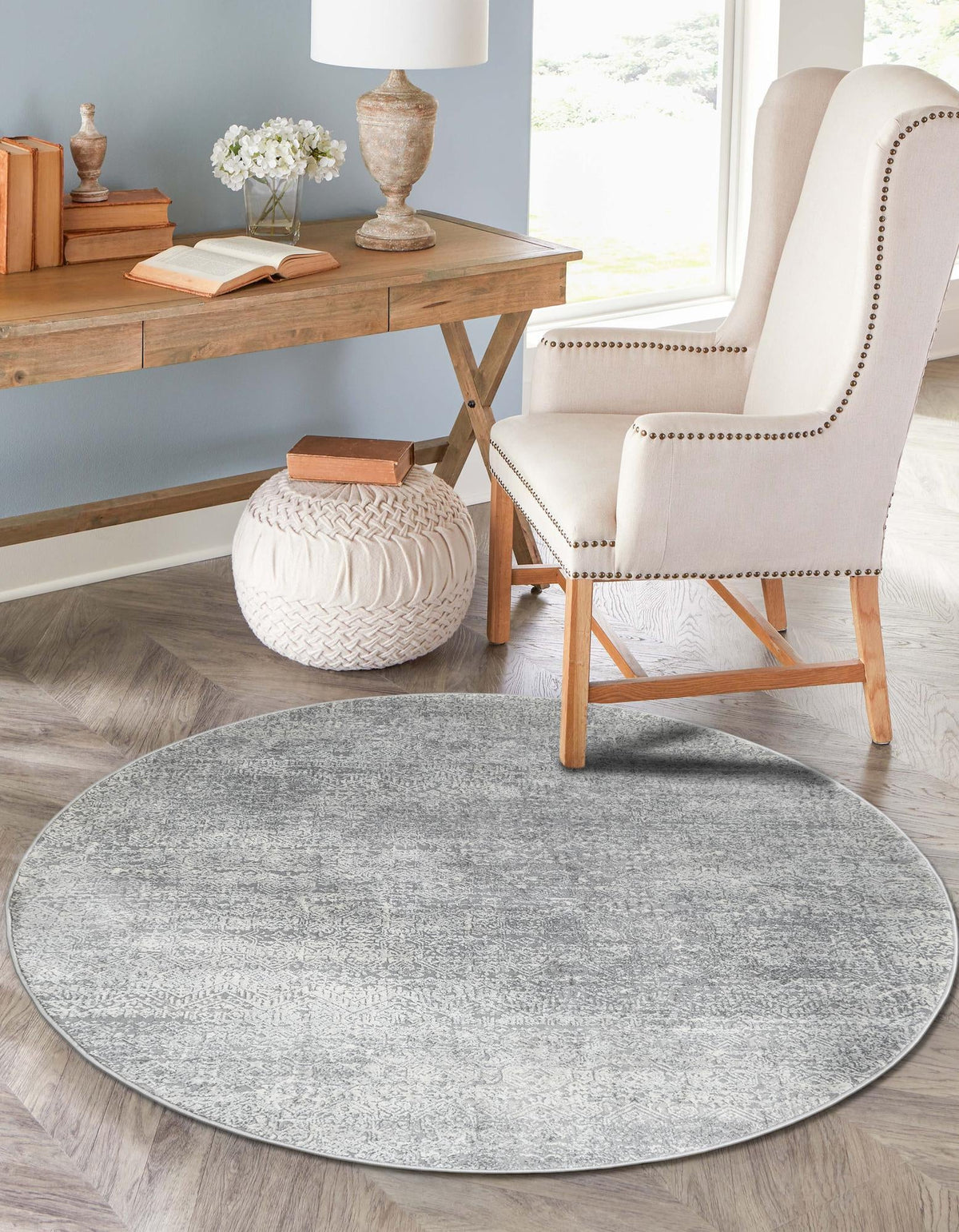 Bloomsbury Elegance Collection Area Rug -  Pimlico Round Gray  lifestyle 54