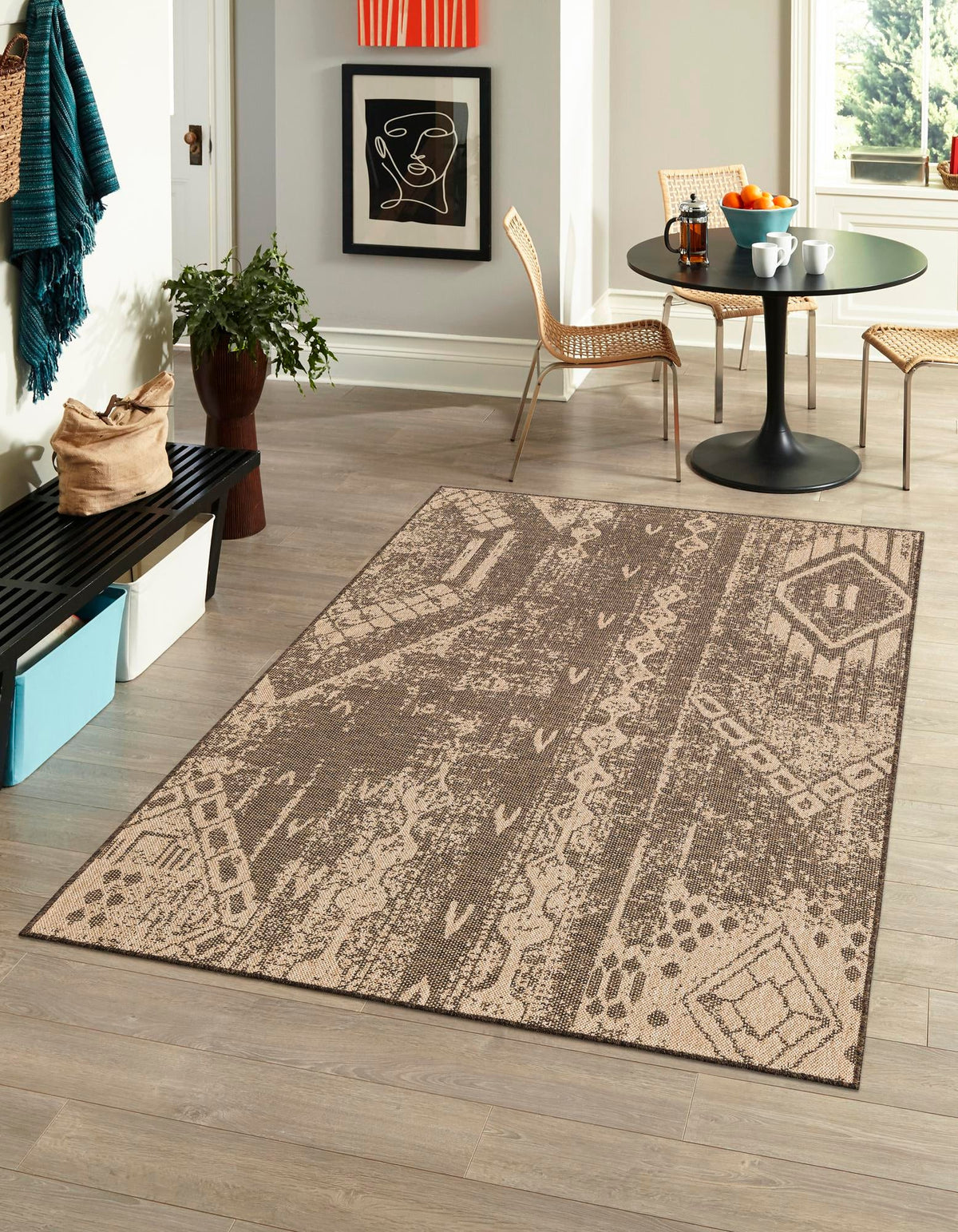 Sahara Sands Collection Area Rug -  Berenice Rectangle Natural and Brown  lifestyle 2