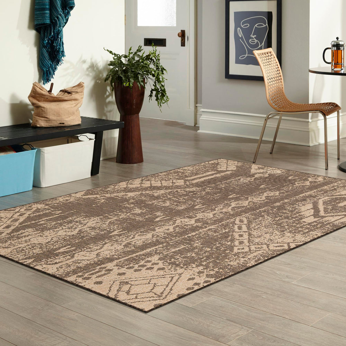 Sahara Sands Collection Area Rug -  Berenice Rectangle Natural and Brown  lifestyle 15