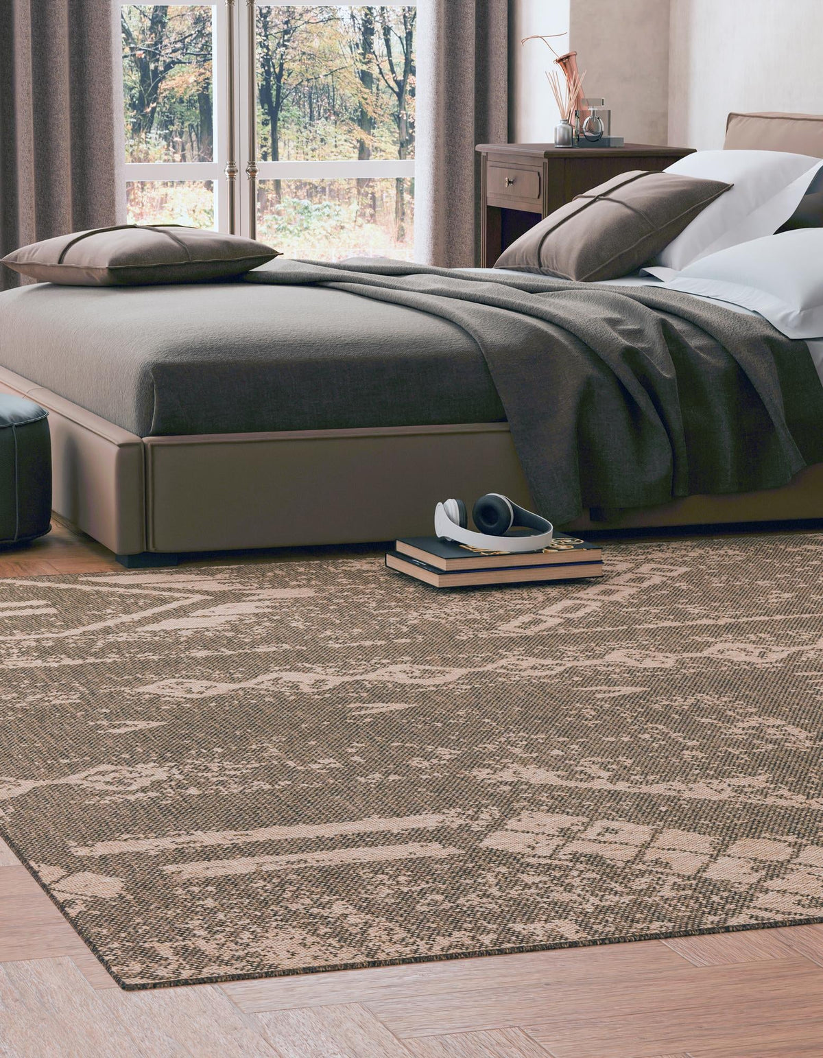 Sahara Sands Collection Area Rug -  Berenice Square Natural and Brown  lifestyle 22