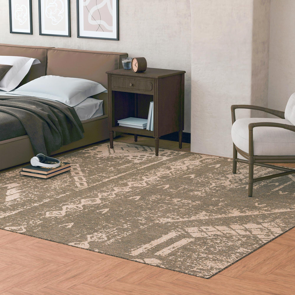 Sahara Sands Collection Area Rug -  Berenice Square Natural and Brown  lifestyle 44