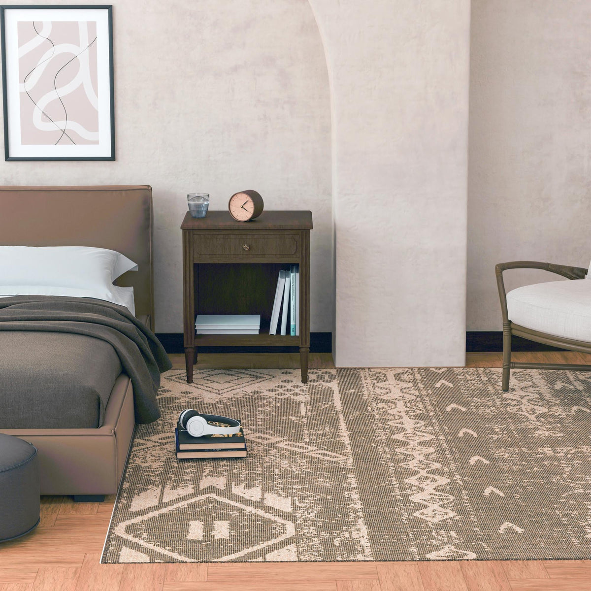 Sahara Sands Collection Area Rug -  Berenice Square Natural and Brown  lifestyle 46