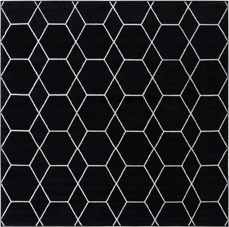 Lattice Garden Collection Area Rug - Arborville (Black) Square Black Main