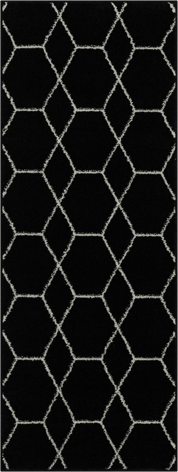 Trellis Mosaic Collection Area Rug - Arborville (Black) Runner Black  lifestyle 22
