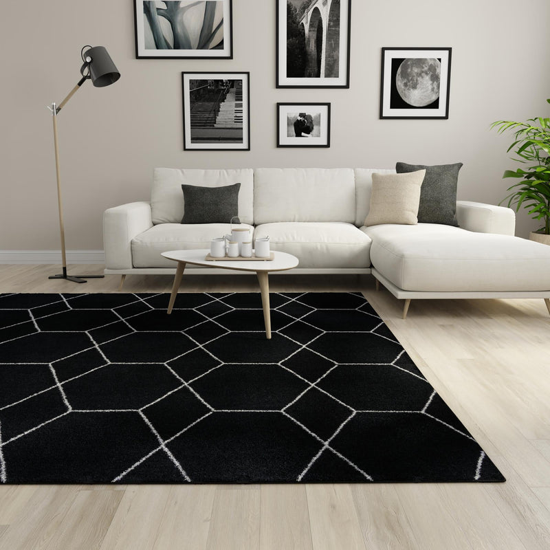Lattice Garden Collection Area Rug - Arborville (Black) Square Black  lifestyle 16