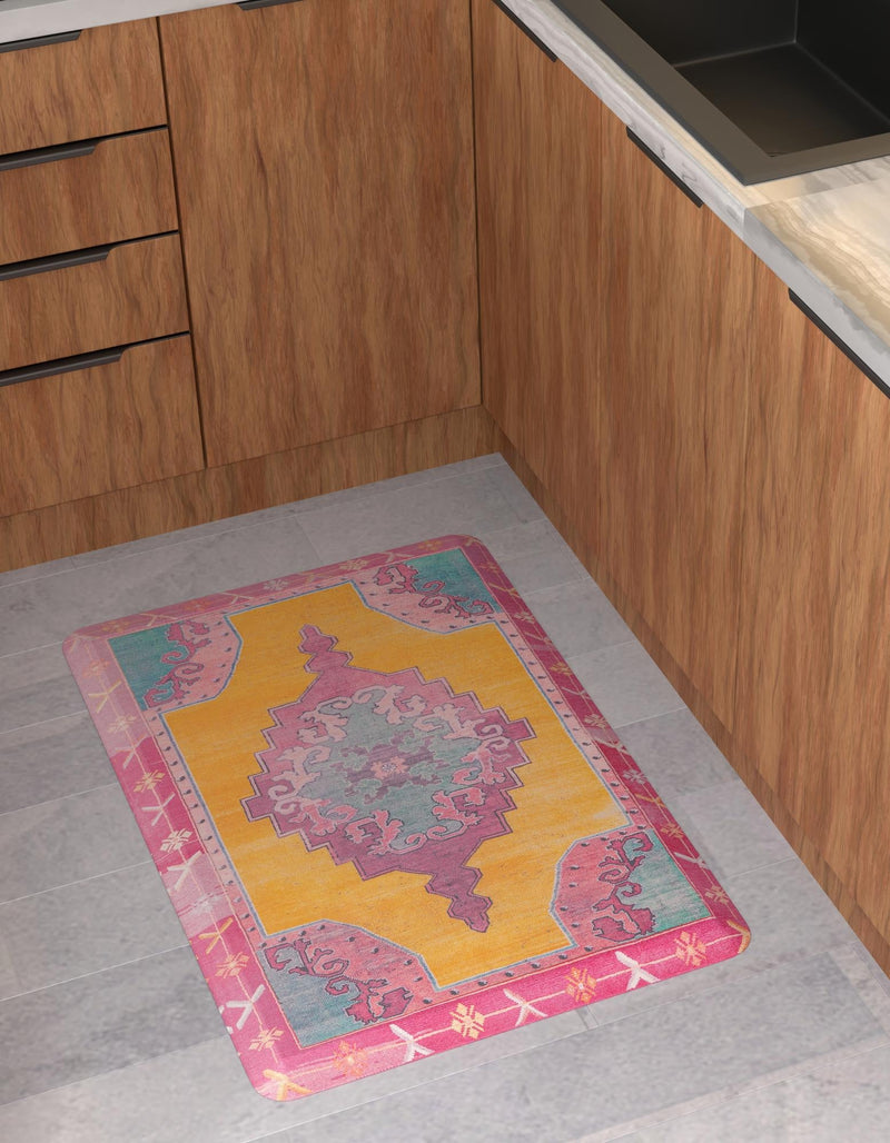 Cozy Haven Mat Collection Area Rug -  Elysium Rectangle Sunburst Yellow and Pink  lifestyle 2