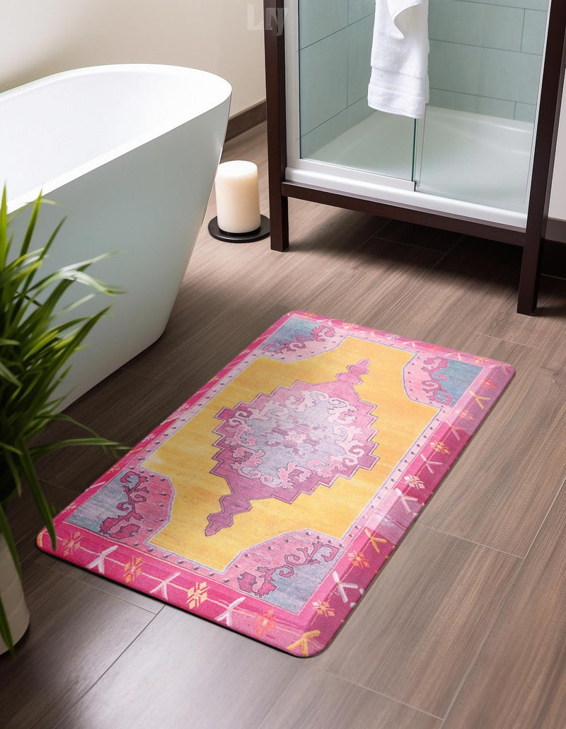 Cozy Haven Mat Collection Area Rug -  Elysium Rectangle Sunburst Yellow and Pink  lifestyle 5