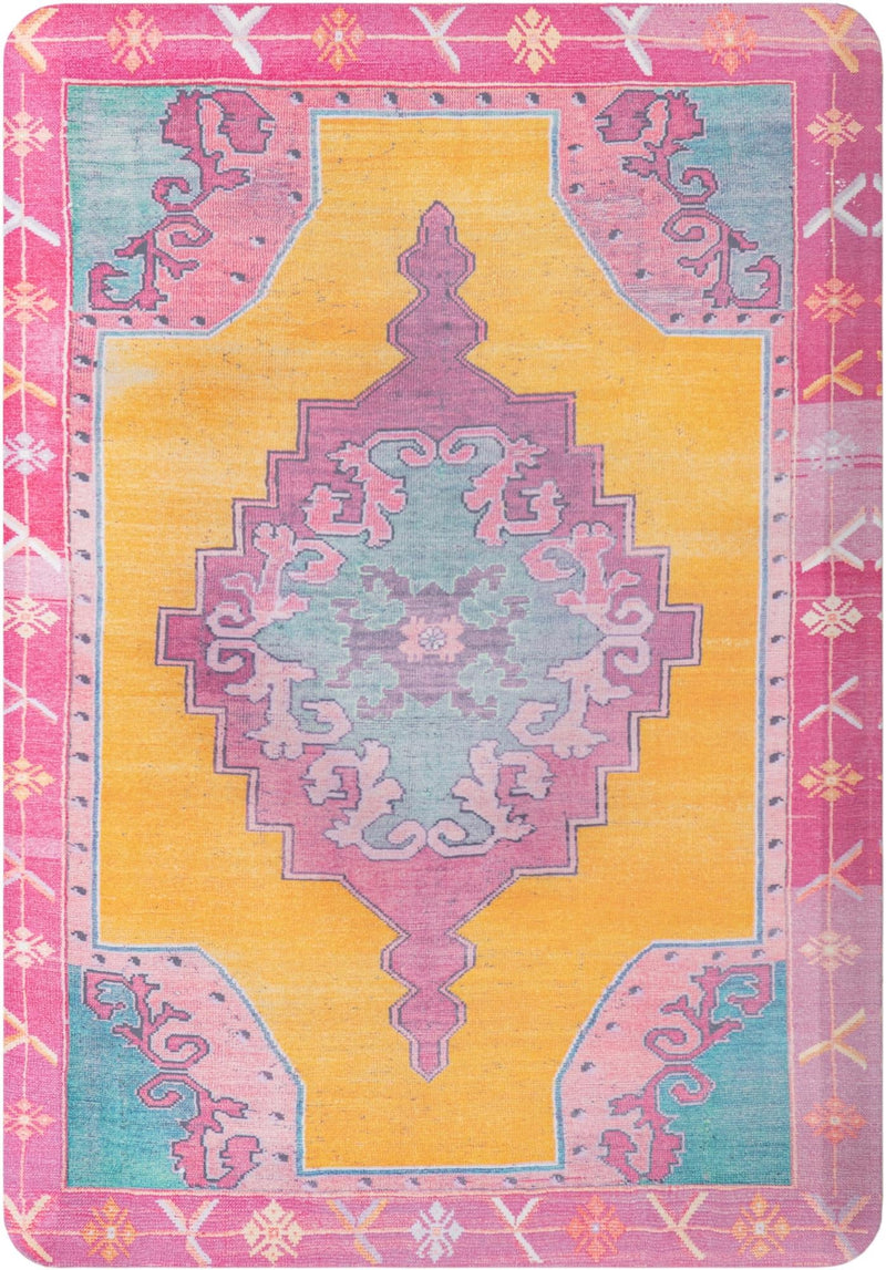 Cozy Haven Mat Collection Area Rug -  Elysium Rectangle Sunburst Yellow and Pink Main