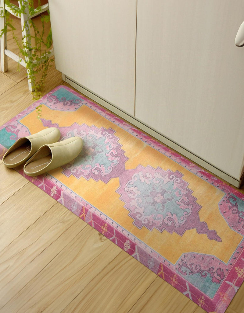 Cozy Haven Mat Collection Area Rug -  Elysium Rectangle Sunburst Yellow and Pink  lifestyle 9