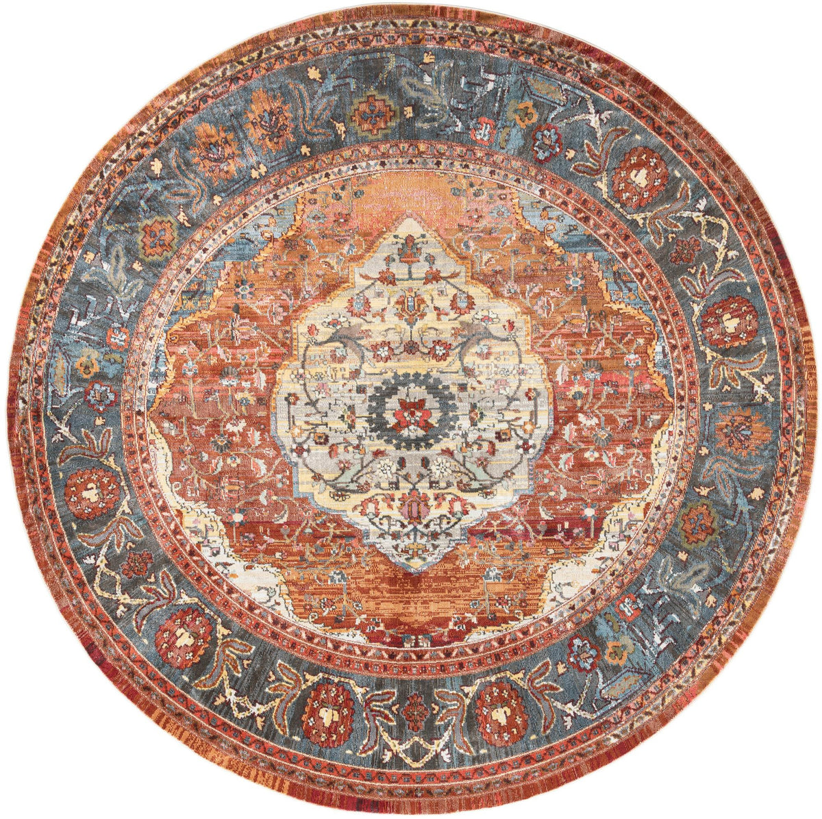 Caribbean Breeze Collection Area Rug -  Vieques Round Rust Red  lifestyle 36