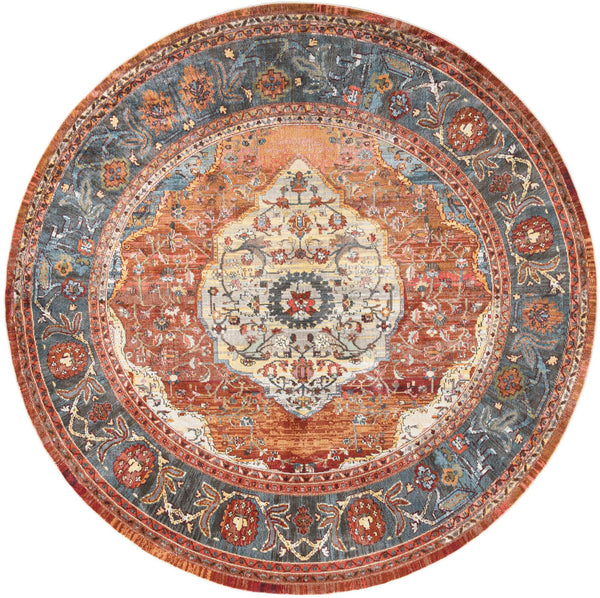 Caribbean Breeze Collection Area Rug -  Vieques Round Rust Red  lifestyle 36