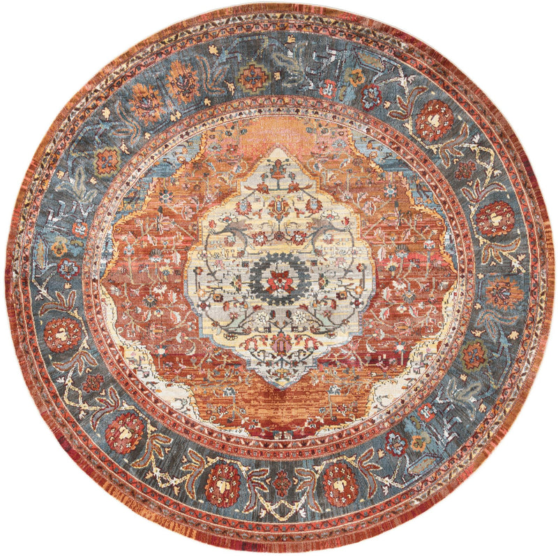 Caribbean Breeze Collection Area Rug -  Vieques Round Rust Red  lifestyle 36