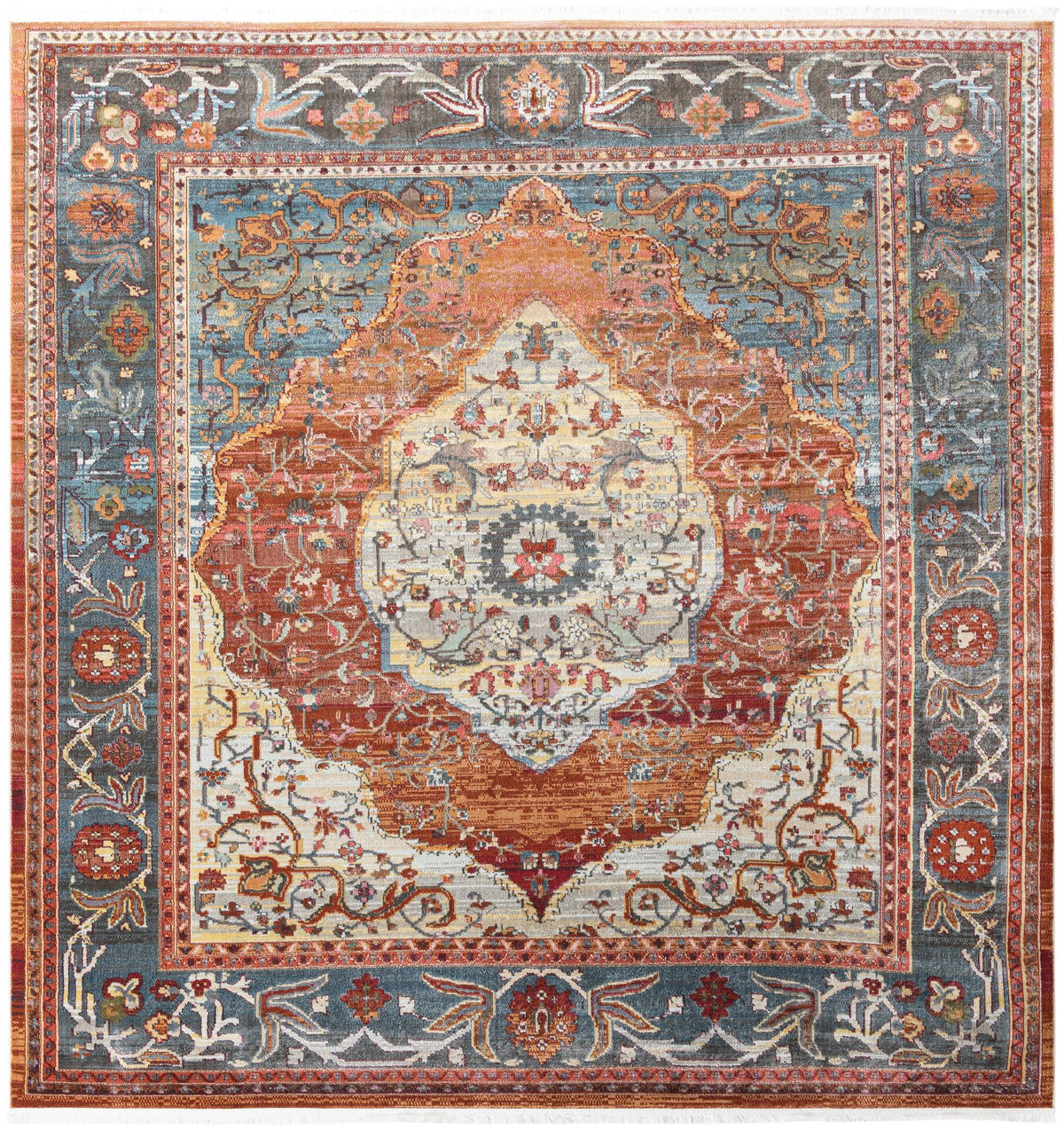 Caribbean Breeze Collection Area Rug -  Vieques Square Rust Red  lifestyle 37