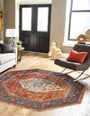 Caribbean Breeze Collection Area Rug -  Vieques Octagon Rust Red  lifestyle 55