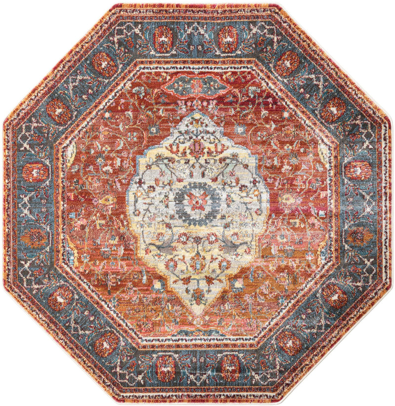 Caribbean Breeze Collection Area Rug -  Vieques Octagon Rust Red  lifestyle 35