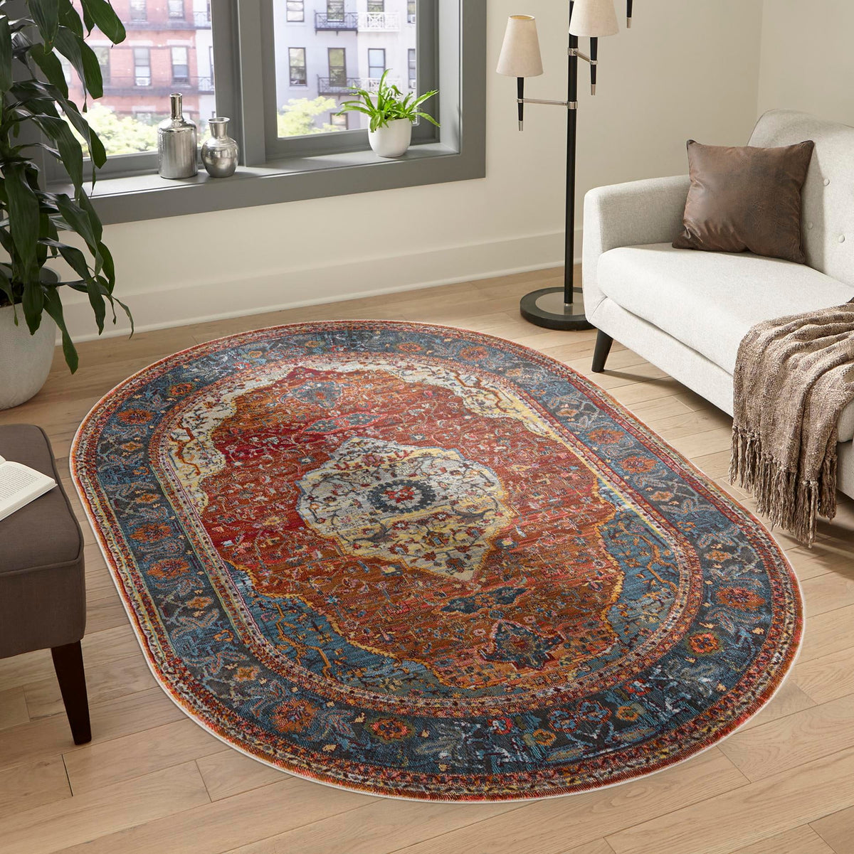Caribbean Breeze Collection Area Rug -  Vieques Oval Rust Red  lifestyle 142