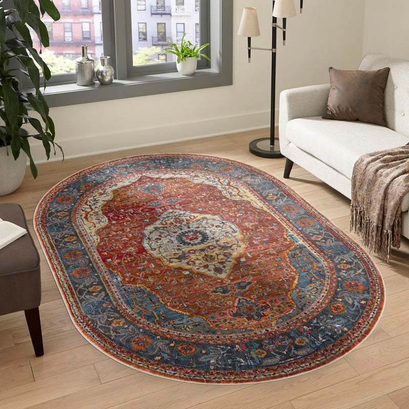 Caribbean Breeze Collection Area Rug -  Vieques Oval Rust Red  lifestyle 142