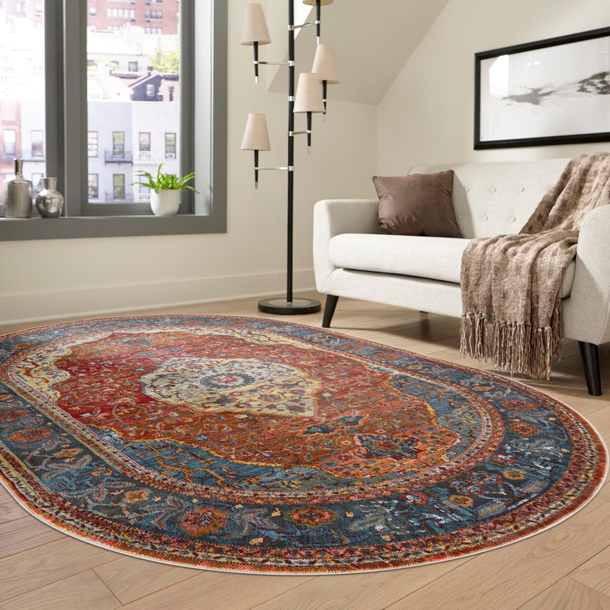Caribbean Breeze Collection Area Rug -  Vieques Oval Rust Red  lifestyle 147
