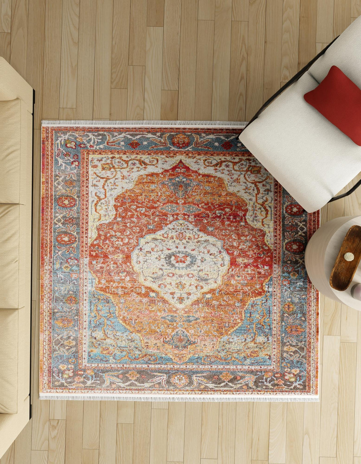 Caribbean Breeze Collection Area Rug -  Vieques Square Rust Red  lifestyle 139