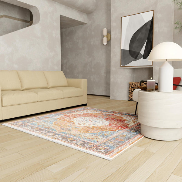 Caribbean Breeze Collection Area Rug -  Vieques Square Rust Red  lifestyle 149