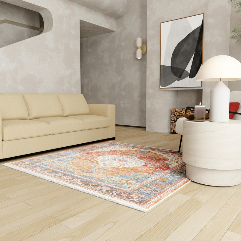 Caribbean Breeze Collection Area Rug -  Vieques Square Rust Red  lifestyle 149