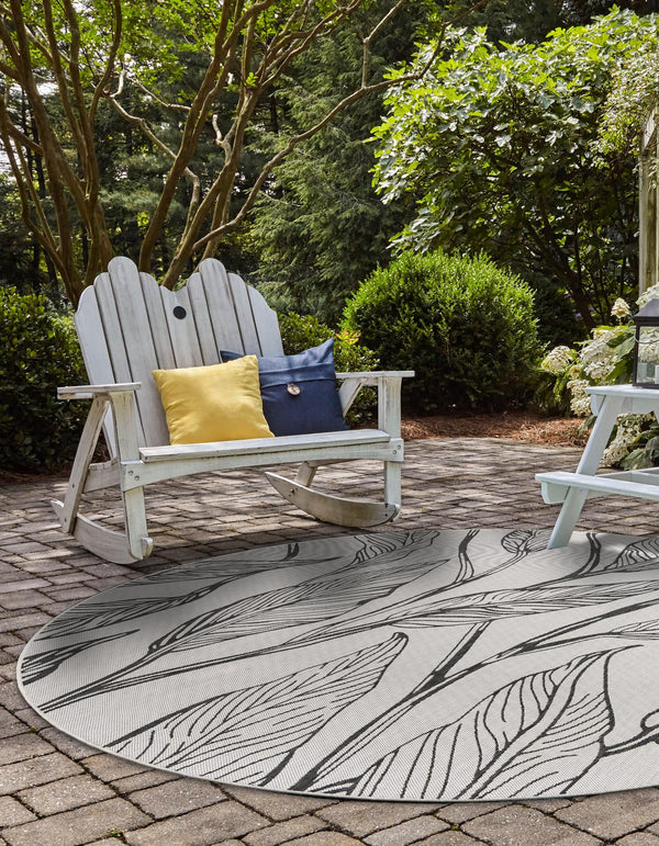 Garden Terrace Escape Collection Area Rug -  Evergreen (Charcoal Ivory) Round Charcoal Ivory  lifestyle 2