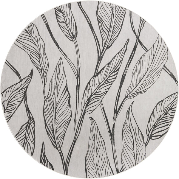 Garden Terrace Escape Collection Area Rug -  Evergreen (Charcoal Ivory) Round Charcoal Ivory Main