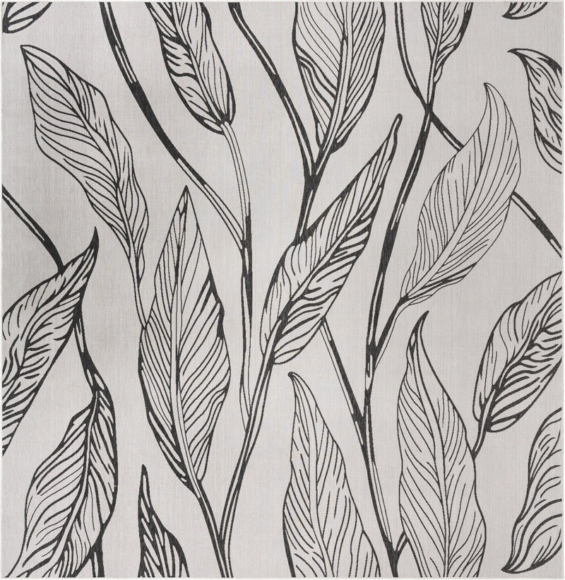 Garden Terrace Escape Collection Area Rug -  Evergreen (Charcoal Ivory) Square Charcoal Ivory Main