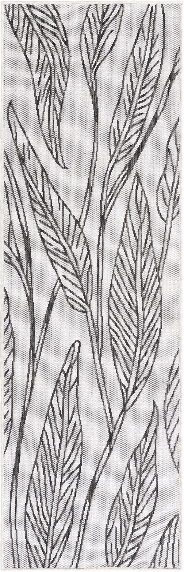 Garden Terrace Escape Collection Area Rug -  Evergreen (Charcoal Ivory) Runner Charcoal Ivory Main