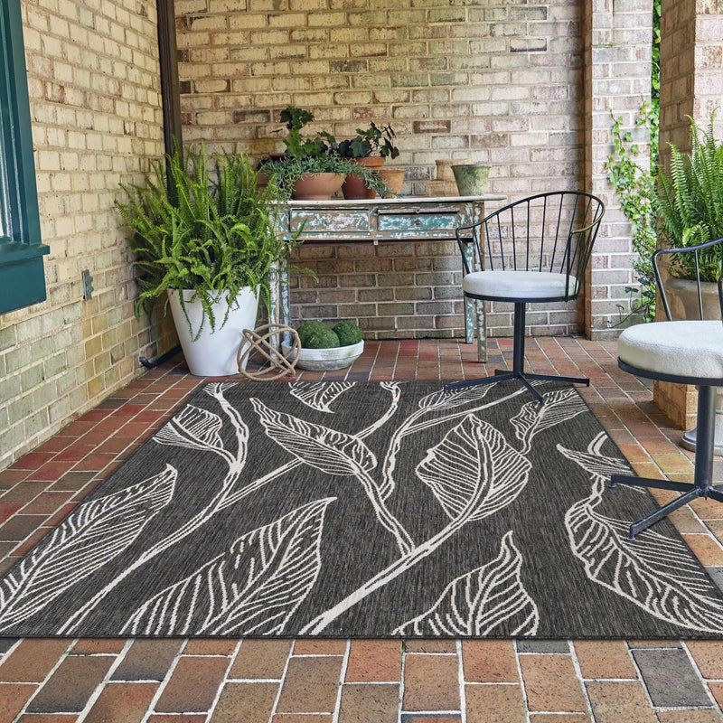 Garden Terrace Escape Collection Area Rug -  Evergreen (Ivory Charcoal) Rectangle Ivory Charcoal  lifestyle 14