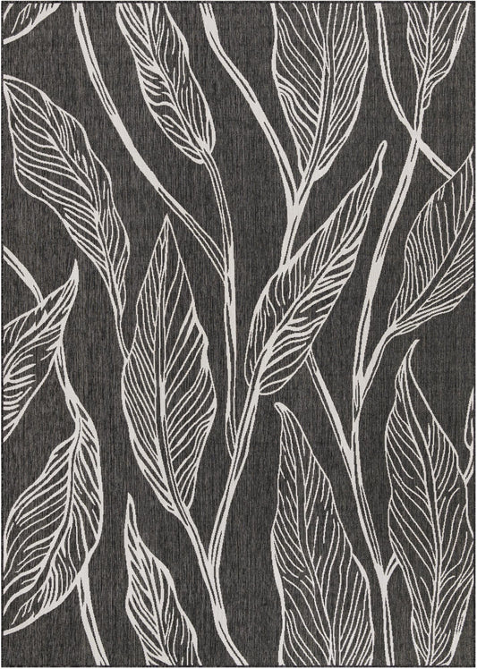 Garden Terrace Escape Collection Area Rug -  Evergreen (Ivory Charcoal) Rectangle Ivory Charcoal Main