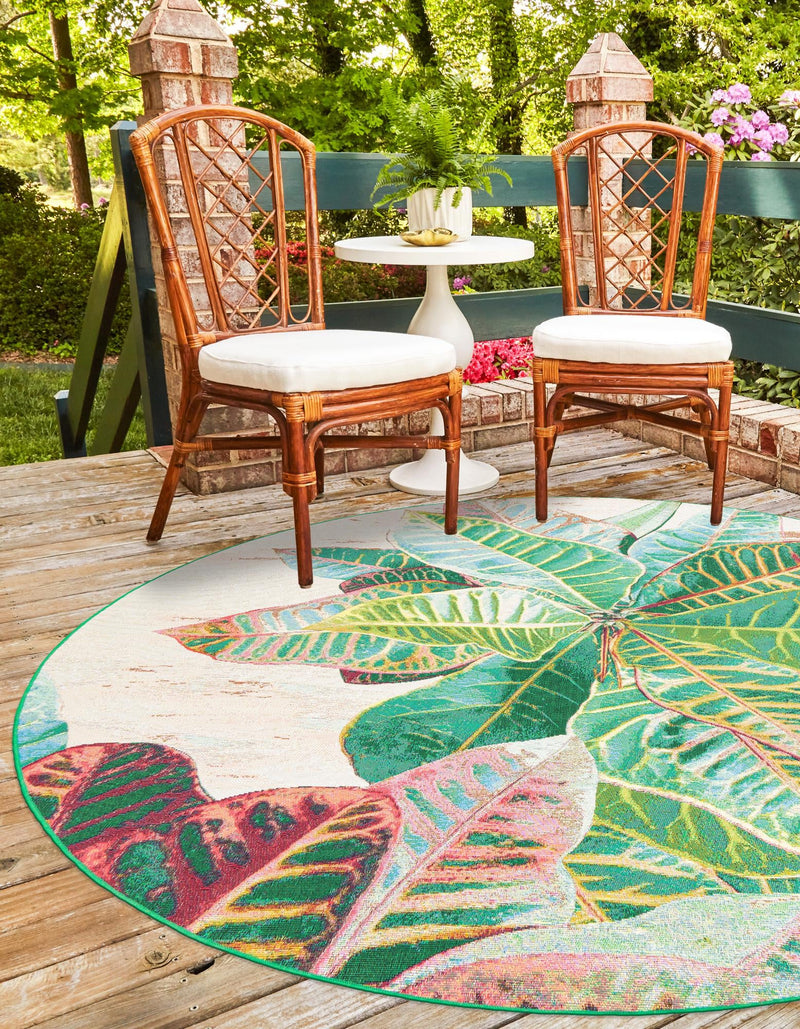 Garden Terrace Escape Collection Area Rug -  Fern Round Multi  lifestyle 26